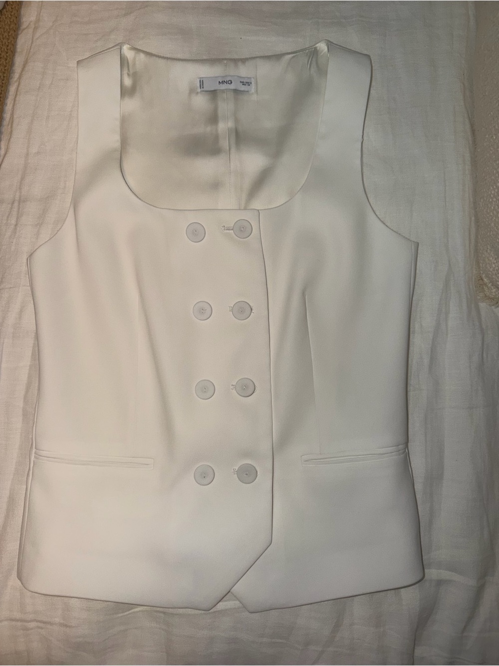 Mango Ivory Double-Breasted Sleeveless Vest